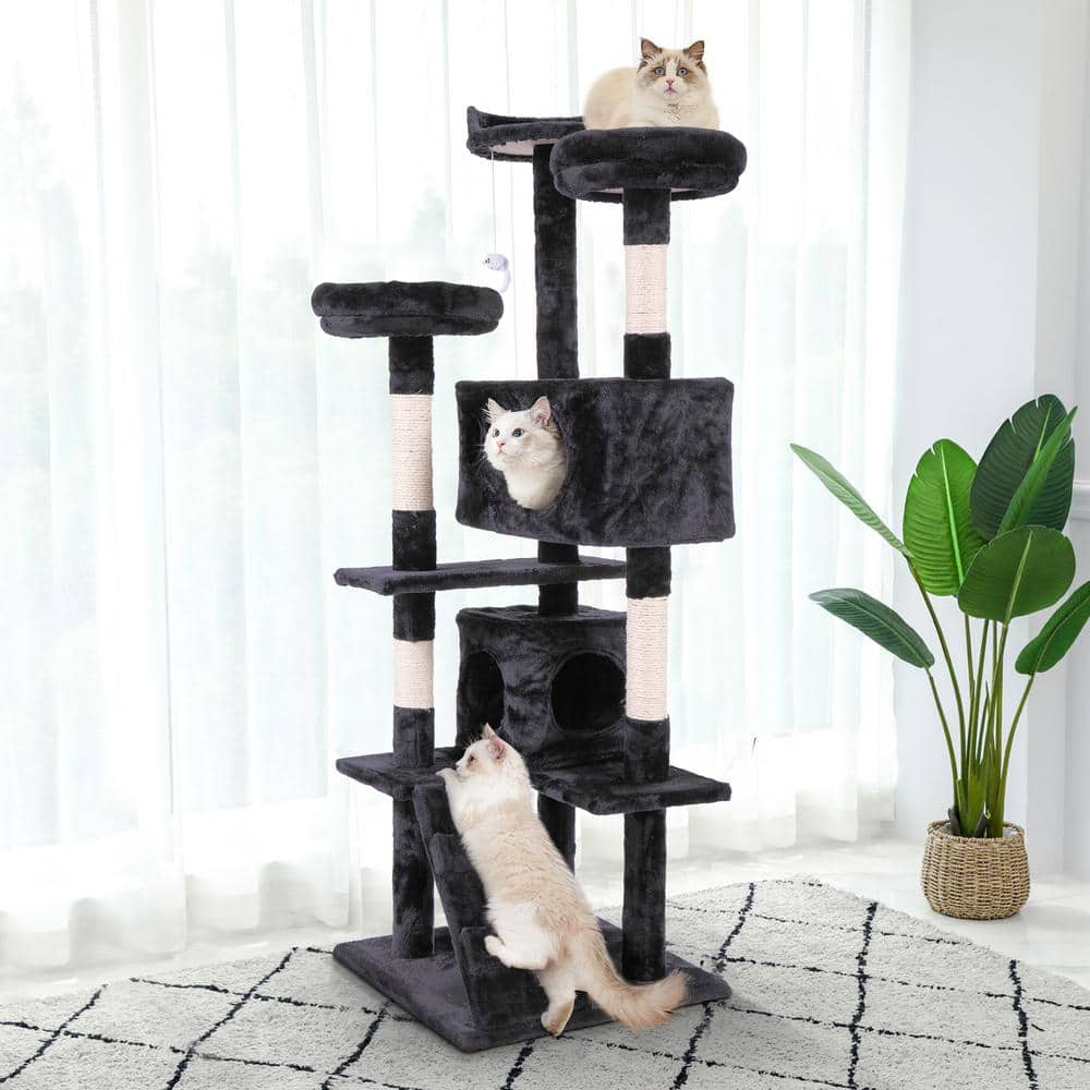 COZIWOW 60 in. Cat Tree Tower with Hanging Toy CW12S0210