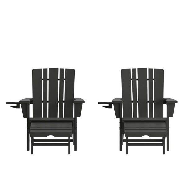 Commercial AllWeather Adirondack Chair with Pullout Ottoman and Cupholder