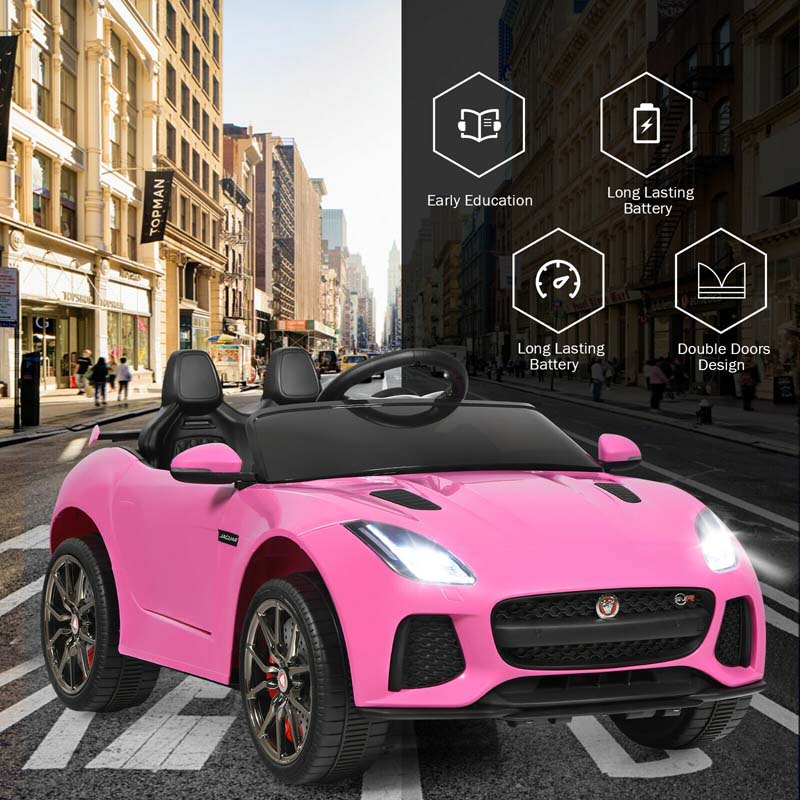 12V Jaguar F-Type SVR Licensed Kids Ride On Car, Battery Powered Riding Toy Car with Remote Control