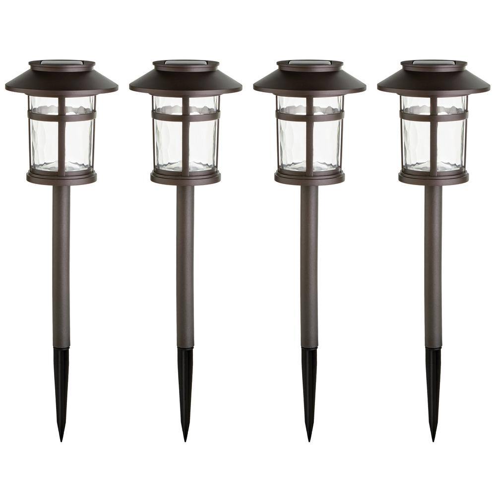 Hampton Bay Duncan Bronze Solar LED Weather Resistant Path Light 10 Lumens (4-Pack) 32300-020-4pk