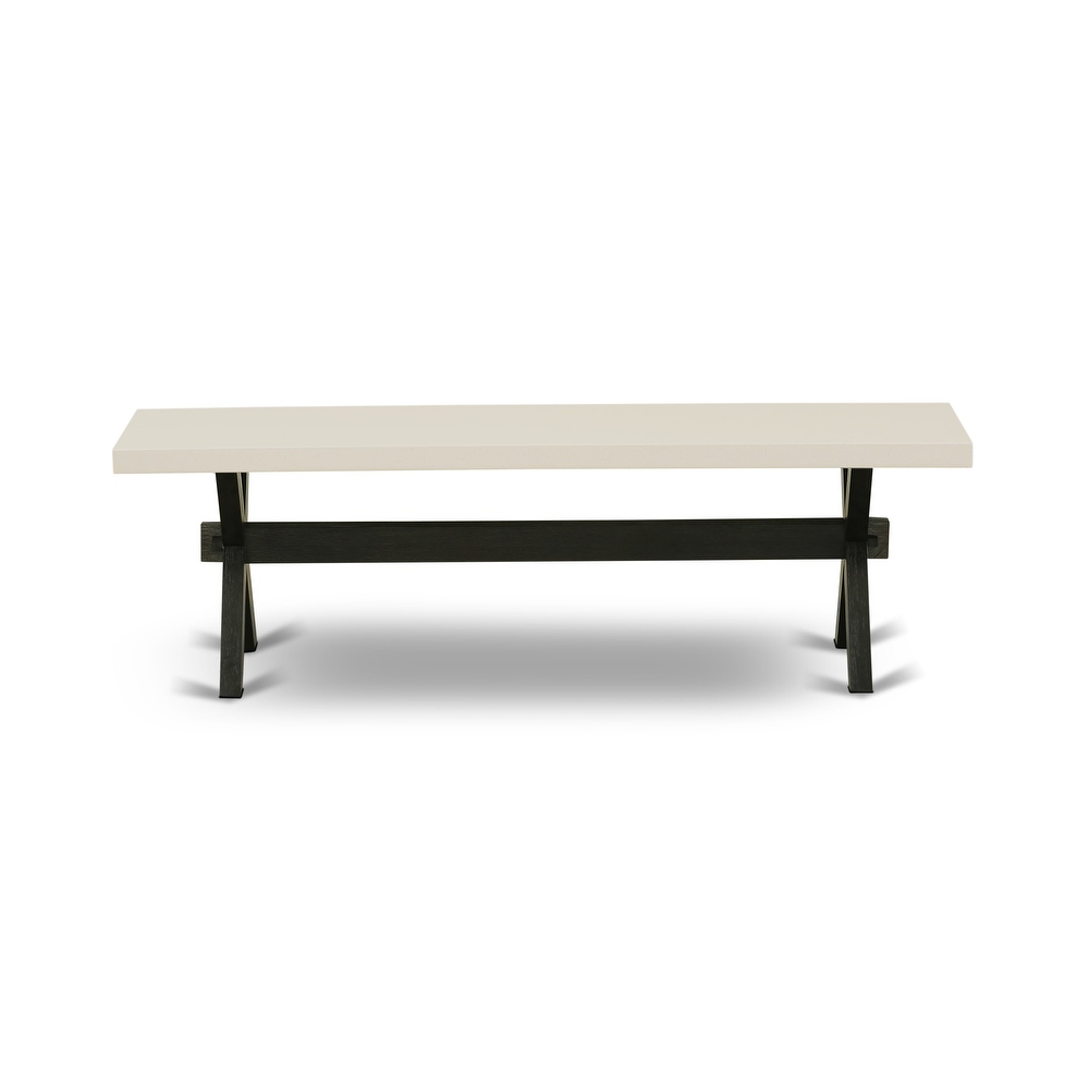 East West Furniture X Style Modern Dining Room Bench with Wooden Seat(Finish Options)