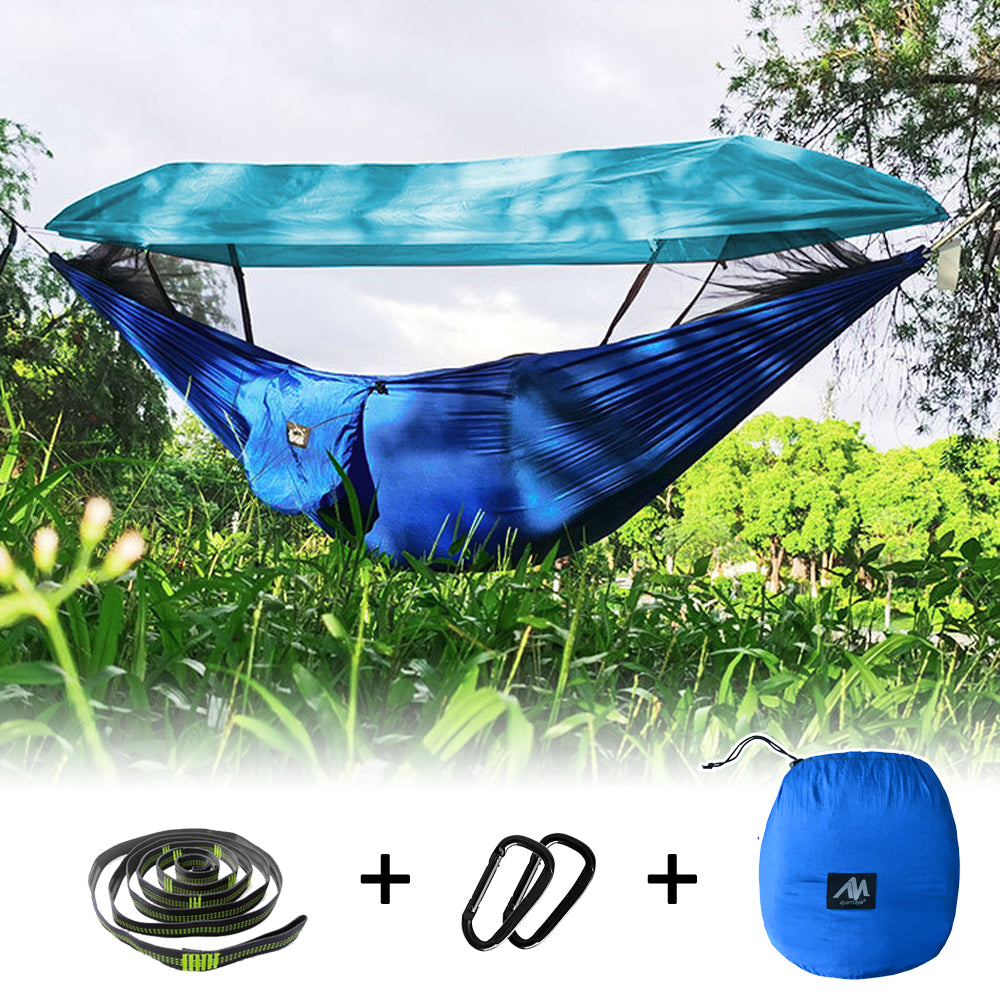 Double Camping Hammock With Mosquito Net & Sun Shade, Homeya Outdoor Portable Swing Tent, Including Tree Straps, Carabiners, Storage Bag