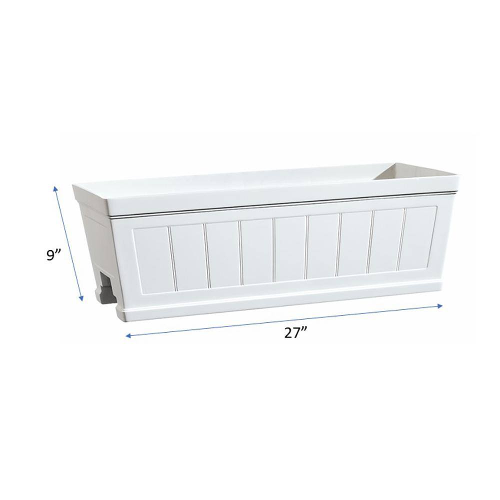 Vigoro 28 in. Eden Medium White Resin Window Box Rail Planter (28 in. L x 12 in. W x 12 in. H) HD1116-089