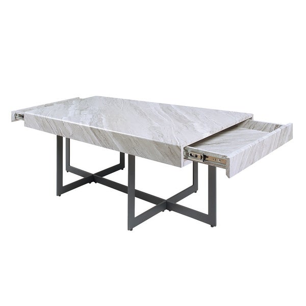 Granala Faux Marble Coffee Table with Drawers by Furniture of America