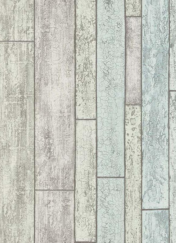 Sample Bram Faux Wood Wallpaper in Grey, Green, and Blue design by BD Wall