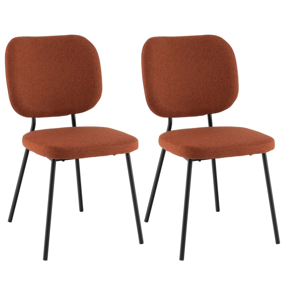 2 PCS Modern Fabric Dining Chairs Padded Armless Accent Chair Orange