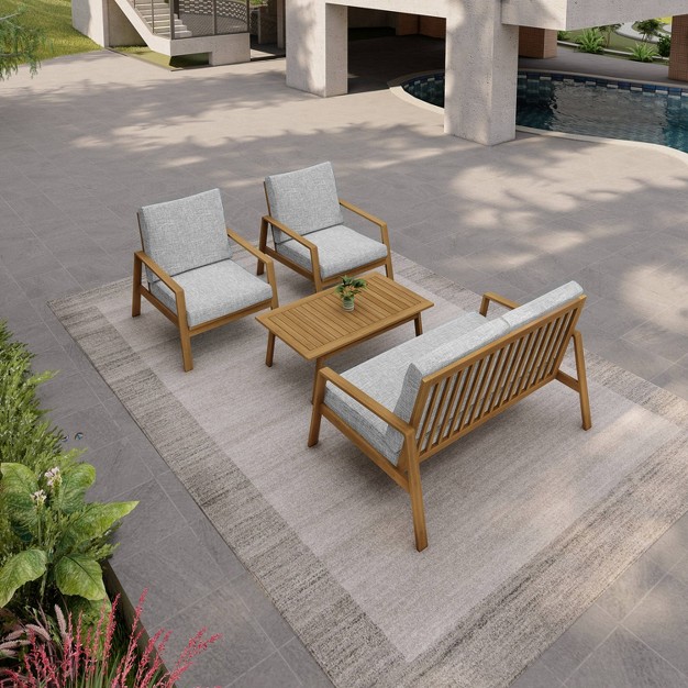 Saman 4pc Fsc Wood Patio Set With Cushions Gray Dukap