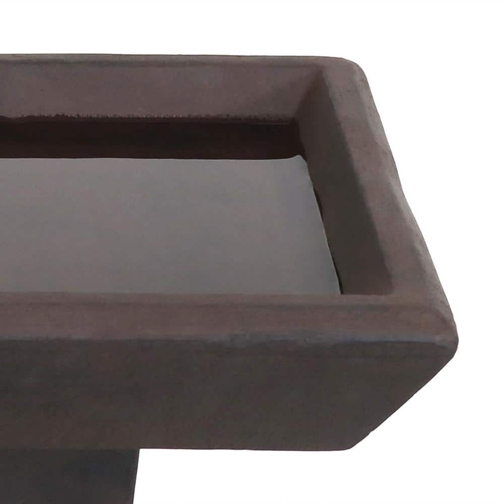 Sunnydaze Decor Simply Square Modern Reinforced Concrete Bird Bath 23 in. H FWD-457