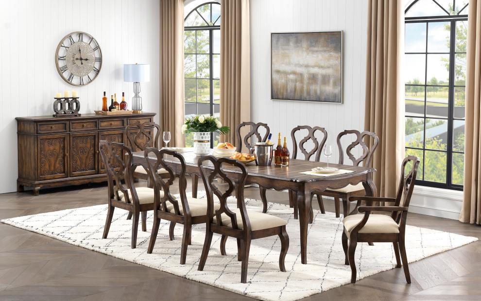 Chateau Brown Upholstered Dining Side Chairs  Set of 2   Mediterranean   Dining Chairs   by Coast to Coast Imports  LLC  Houzz