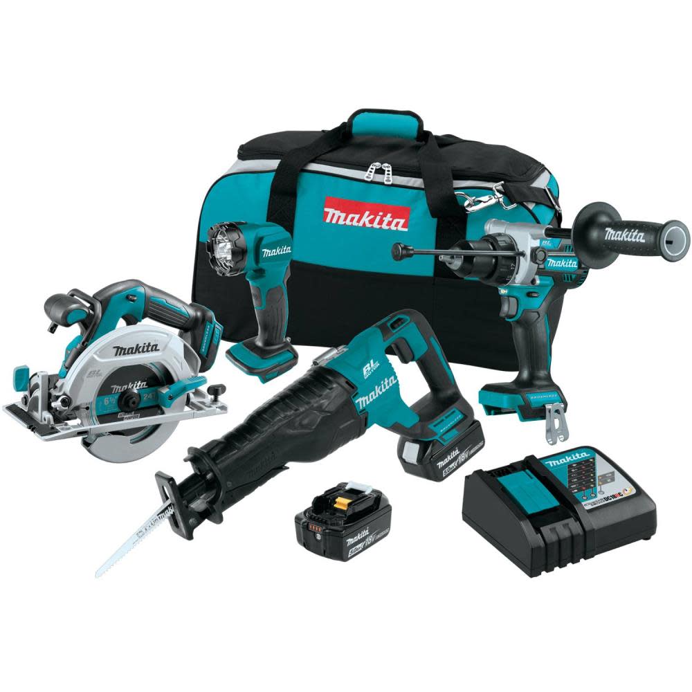 Makita 18V LXT Lithium-Ion Brushless Cordless 4-Pc. Combo Kit (5.0Ah) XT454T from Makita