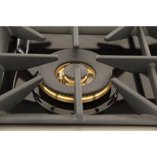 Kucht Custom KNG 48 in. 6.7 cu. ft. LP Ready Double Oven Gas Range with Convection in Black with Black Knobs and Gold Handle KNG481LP-K-GOLD