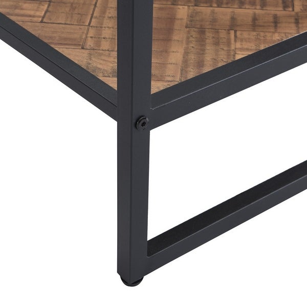 Side Table， End Table with Storage Shelf， Tempered Glass Coffee Table with Metal Frame