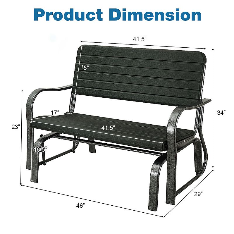 Outdoor Patio Steel Swing Bench Loveseat