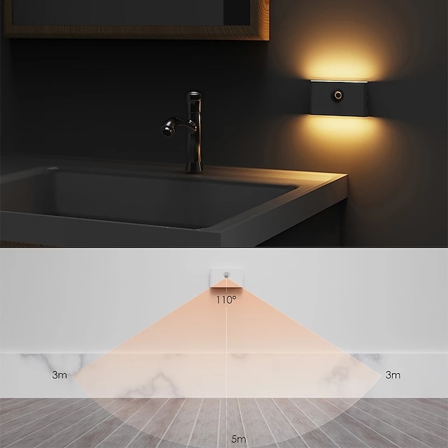 LED Night Lights Motion Sensor USB Rechargeable Linkage Induction Wireless Night Light Kitchen Cabinet Corridor Night Lamp for Bedroom Home Staircase Passageway Lighting