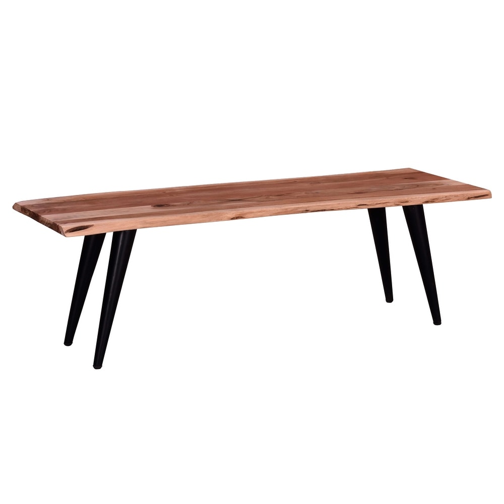 Palmerston Brown/Black Acacia Solid Wood Backless Dining Bench 58 in W x 18 in.H