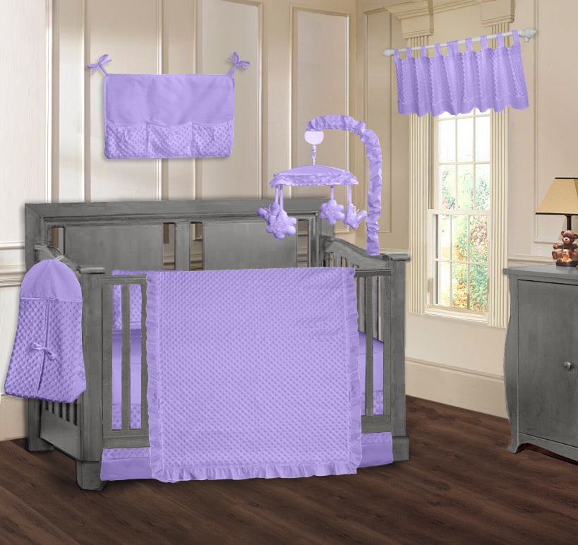 BabyFad Minky Ultra Purple 9 Piece Crib Bedding Set