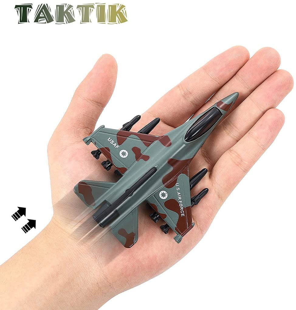 4PCS Diecast Fighter Jets Pullback Airplane Toys Military Plane Fighter Toys Alloy Mini Air Force Kids Playset Birthday Xmas Gifts for Boys and Girls