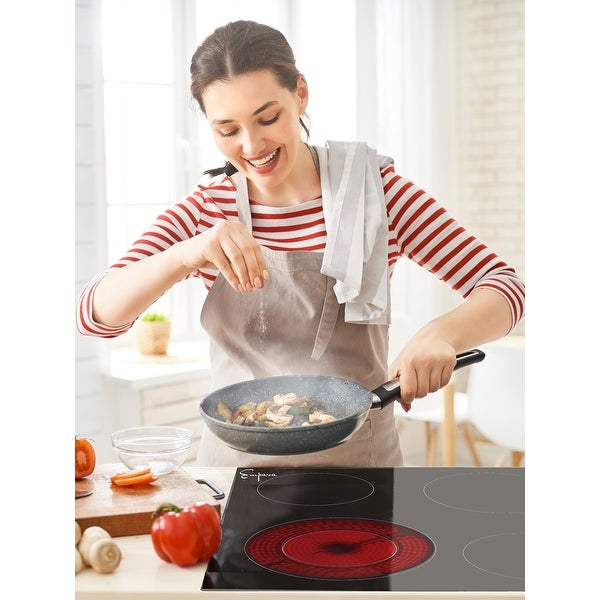 24-in 4 Elements Radiant Electric Cooktop Including Dual Zone Element - 24