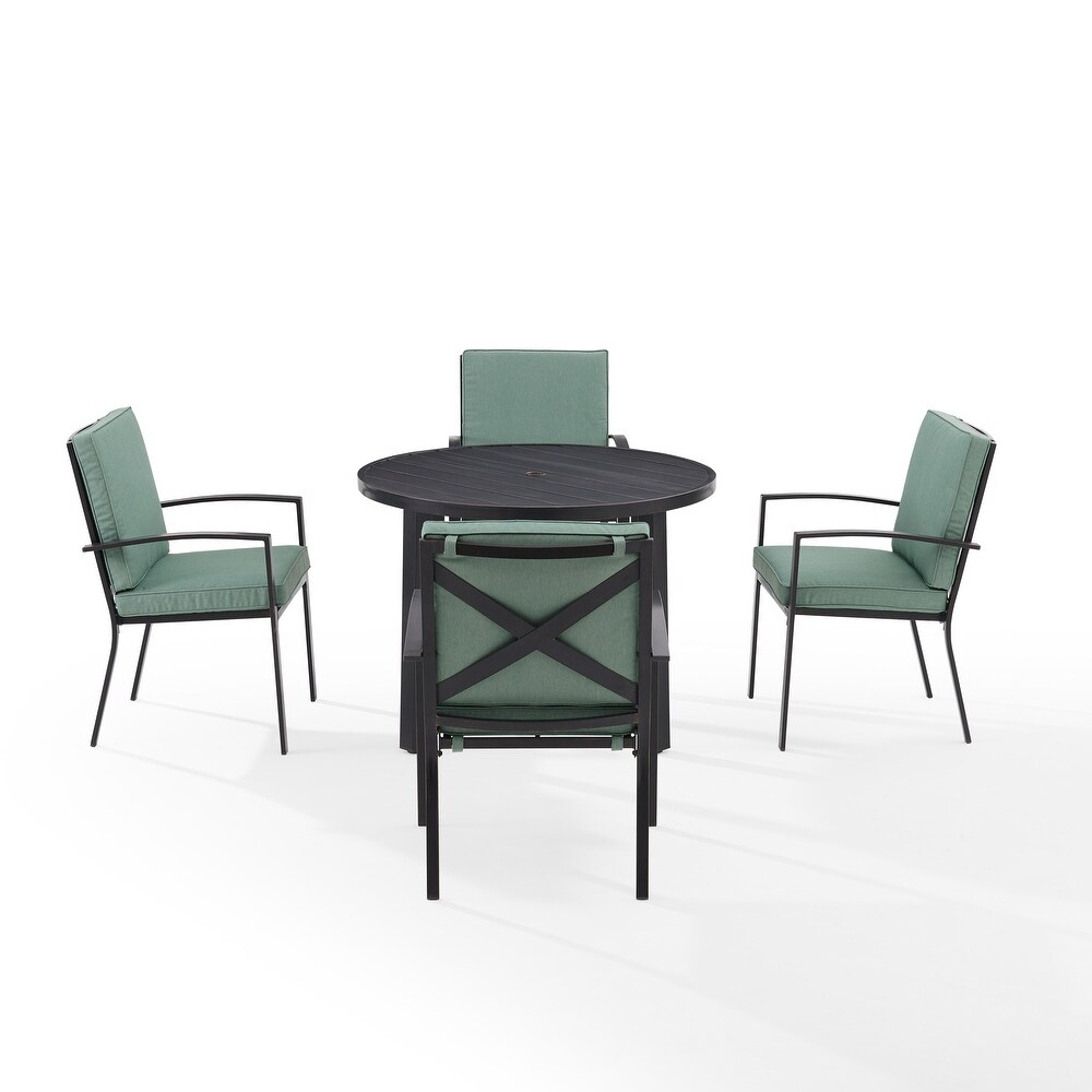 Kaplan 5Pc Outdoor Metal Round Dining Set  Table   4 Chairs