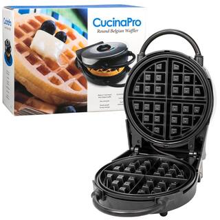 CucinaPro Classic Round 4-Waffle Black Belgian Waffle Maker 1476