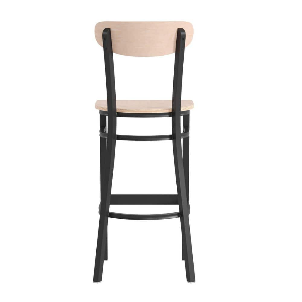 Carnegy Avenue 30 in. Natural Birch Full Metal Bar Stool with Wood Seat Set of 2 CGA-XU-504692-NA-HD