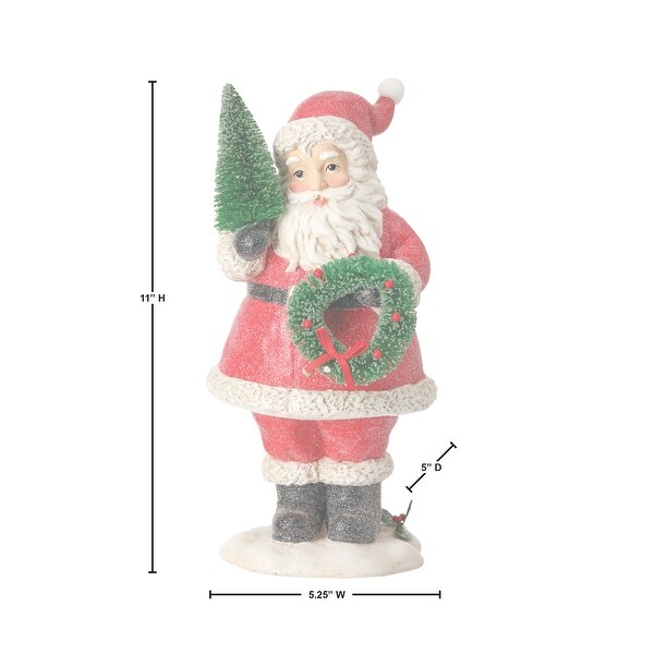 10.5 Resin Santa With Sisal Tree Wreath