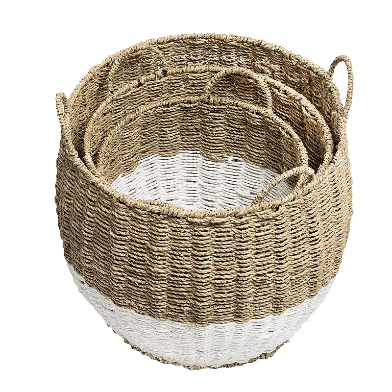 Honey-Can-Do Set of 3 Nesting Round Seagrass Storage Basket Set