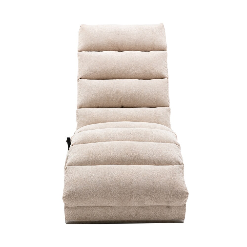 Modern Linen Ergonomic Massage and Heating Function Chaise Lounge with Remote Control and Side Pocket
