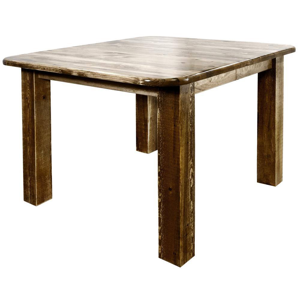 MONTANA WOODWORKS Homestead Collection Early American 4-Post Table with Leaves MWHCDT4PLSL