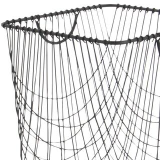 CosmoLiving by Cosmopolitan Black Deep Set Metal Mesh Laundry Basket Storage Cart with Wheels and Handles 29021