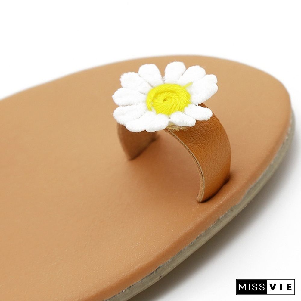 Female Bohemian Style Sandals Flats Sandals Flowers shaped Sandals Flip Flops Plus Size