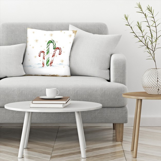 Snowy Candycanes Ii By Pi Holiday Collection Minimalist Throw Pillow