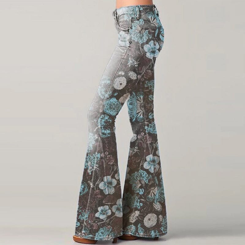 Women's Stylish Floral Print Flared Pants