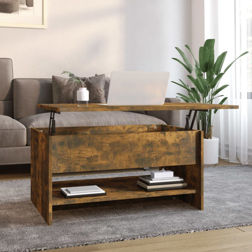 vidaXL Coffee Table Lift Top Accent Sofa End Table Sonoma Oak Engineered Wood   Rustic   Coffee Tables   by vidaXL LLC  Houzz