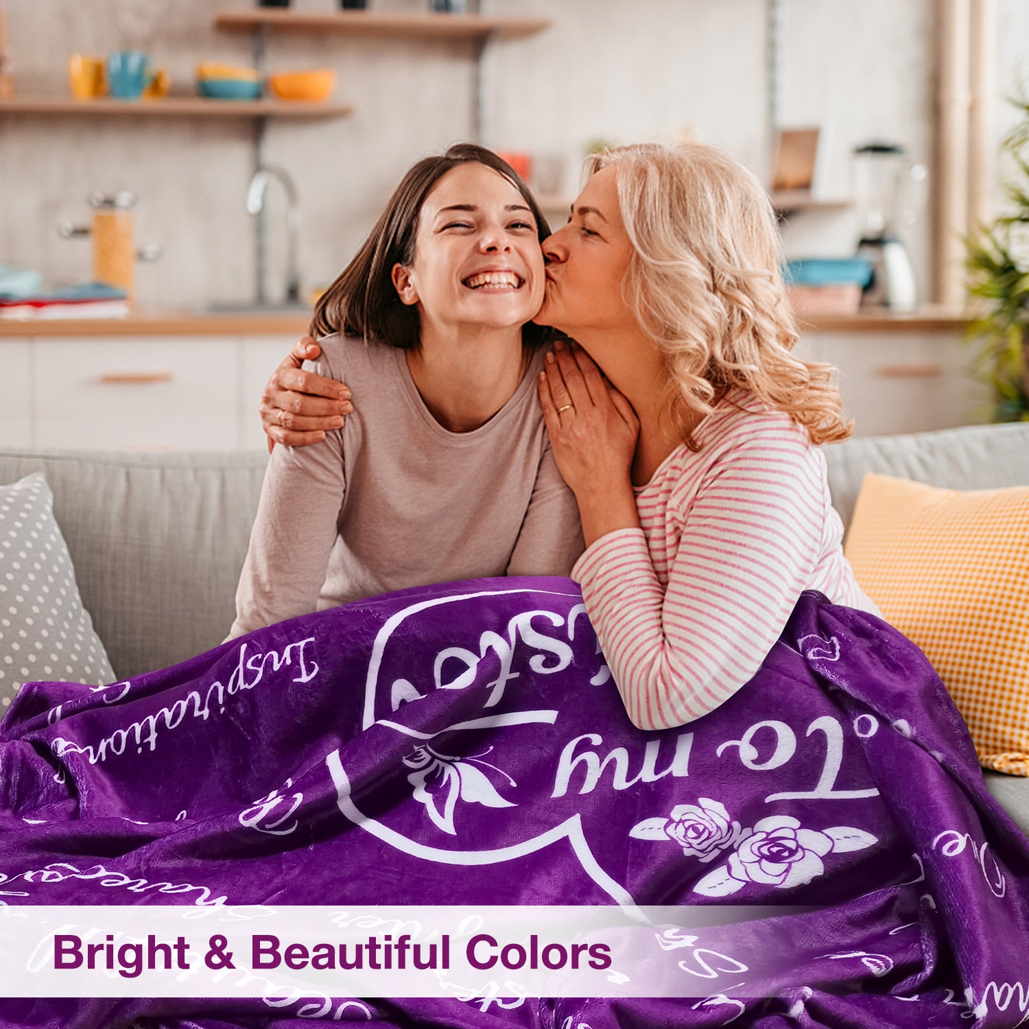 Livhil Mothers Day Gifts for Mom Blanket， I Love You Mom Gifts from Daughter for Mother， Mom Birthday Gifts for Mom， Best Mom Ever Gifts， Throw Blanket 65” x 50” (Purple)