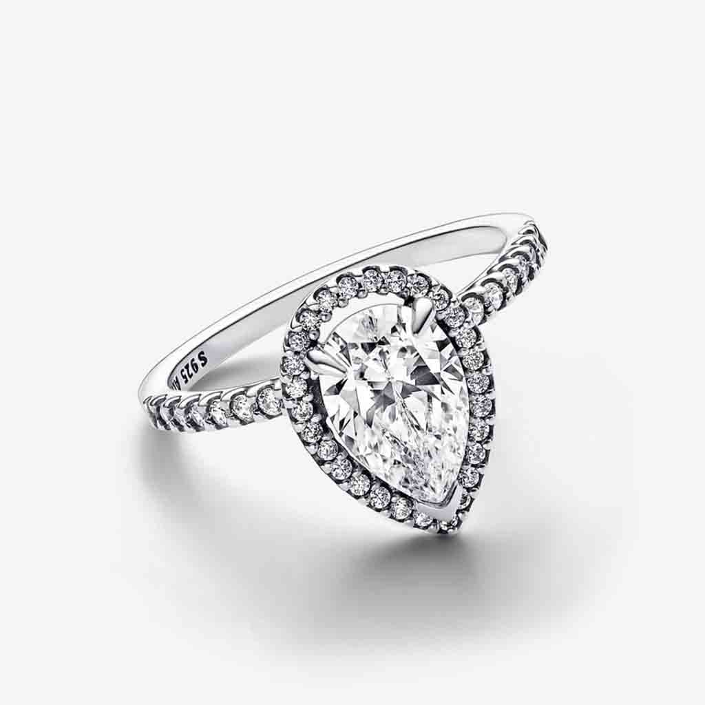 PANDORA  Sparkling Pear Halo Ring