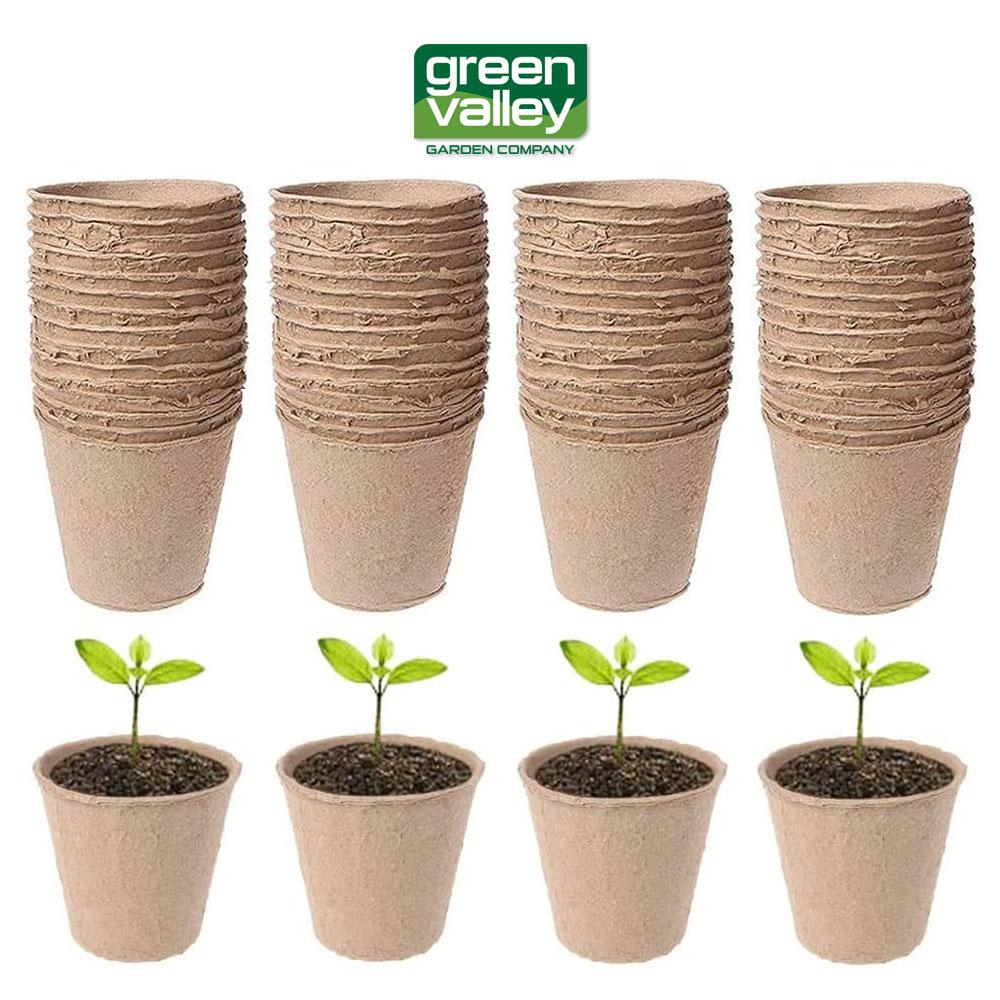 60pcs Round Biodegradable 2inches Paper Pot Pulp Peat Pot Plant Nursery Cup Tray Vegetable