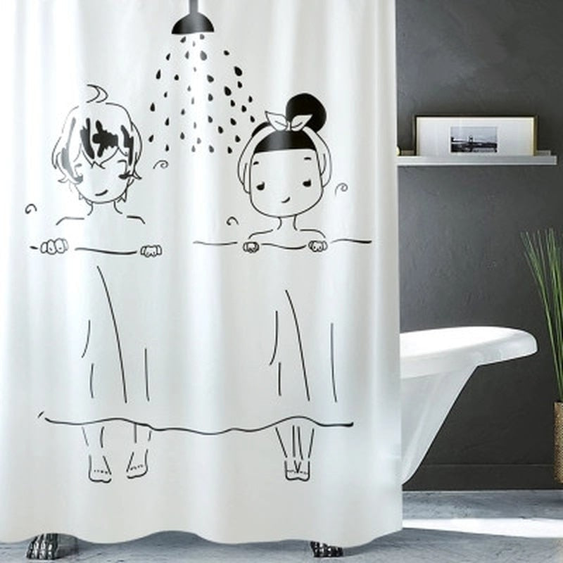 Men/Women Shower Illustration Waterproof Mildew  Shower Curtain Toilet Partition Curtain bathroom-1 Curtain with Hooks