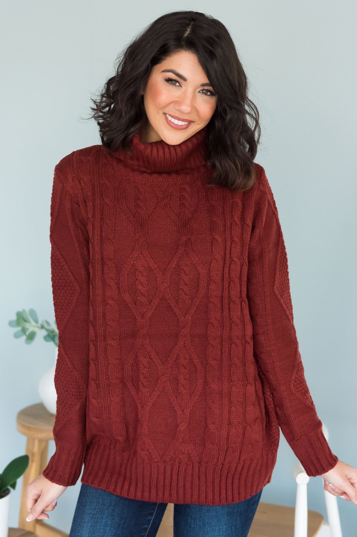 Spiced Smiles Modest Turtleneck Sweater