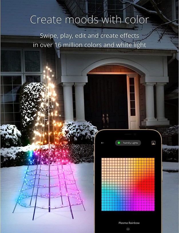 Twinkly Light Tree App controlled Flag pole Christmas Tree Black Wire Pole Included Outdoor Smart Christmas Lighting Decoration