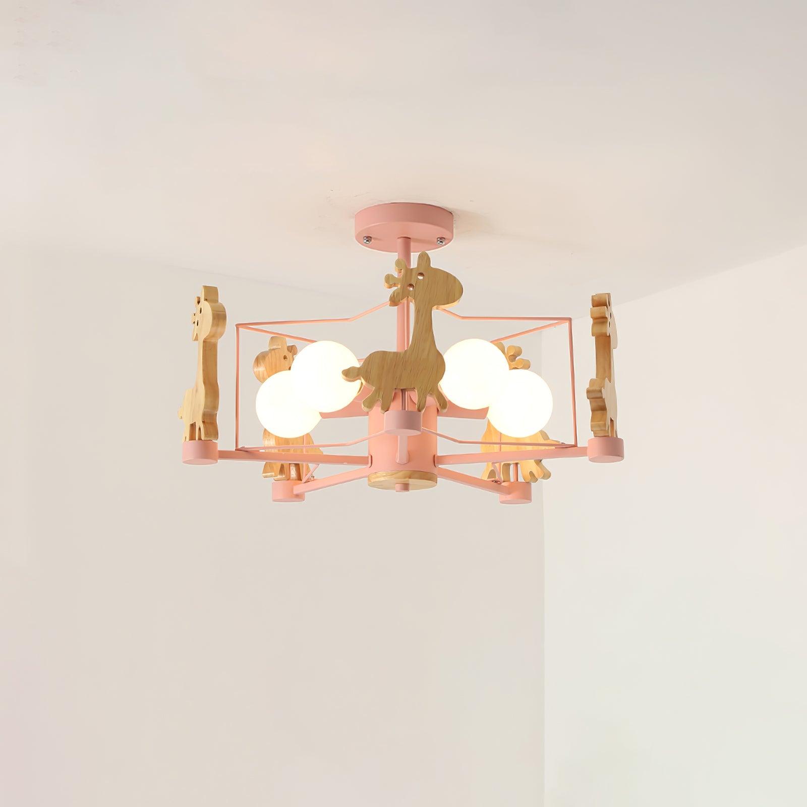 Lovely Deer Wooden Chandelier