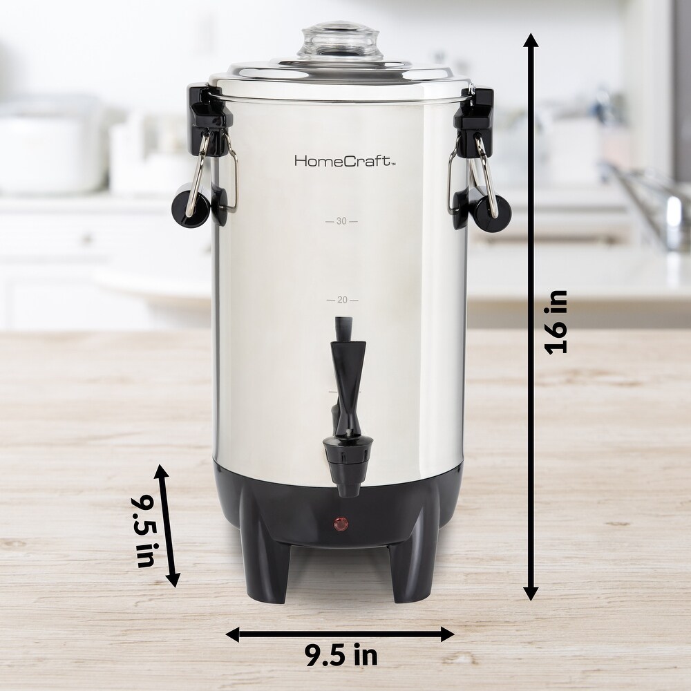 HomeCraft Quick Brewing 1000 Watt Automatic 30 Cup Coffee Urn   Stainless Steel   30 cups   30 cups