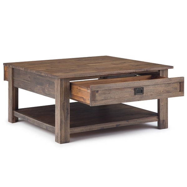 WYNDENHALL Garret SOLID ACACIA WOOD 38 inch Wide Square Rustic Coffee Table - 38 W x 38 D x 19 H