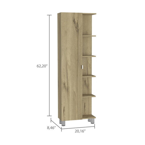 Portland 5 Shelf Linen Cabinet Light Oak B06280251