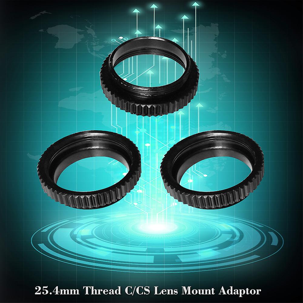 Black 3pcs/lot Metal 5mm C To Cs Mount Adapter 25.4mm Thread C/cs Lens Mount Adaptor Aluminum Converter Ring For Security Cctv Camera