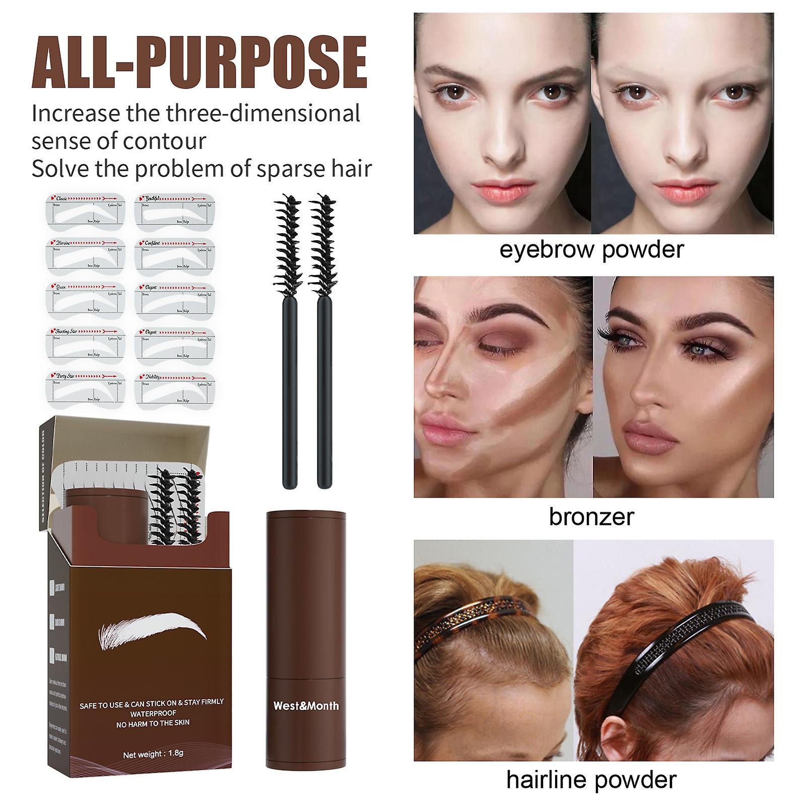 Multi-color Stamp Eyebrow Powder Does Not Take Off Makeup， Does Not Smudge， Print Powder Eyebrow Card Eyebrow Brush， Lazy Eyebrow Printing Set Color C