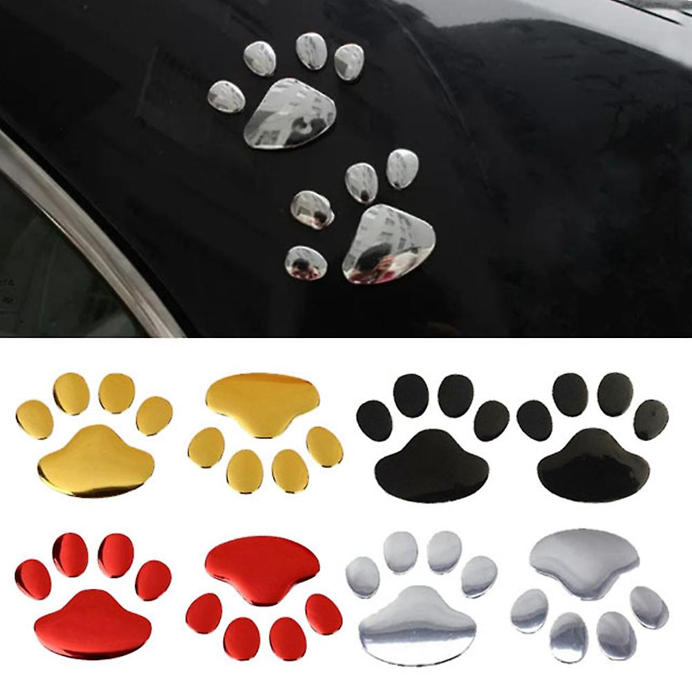 2pcs Car Paw Print Stickers Pvc Personalized Dog Footprints Stickers Creative Decorative Car Stickers Red