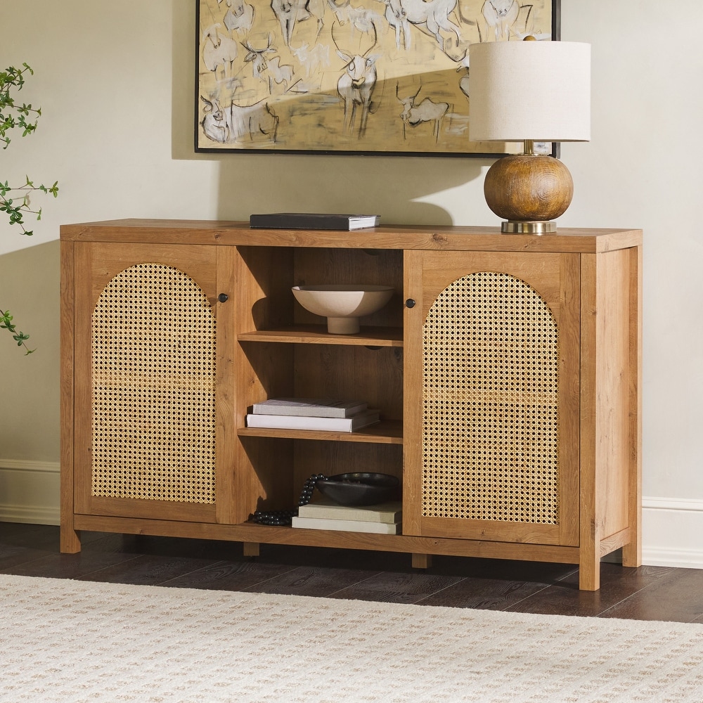 Middlebrook Designs 2 Door 58 inch Sideboard with Arched Rattan Panels