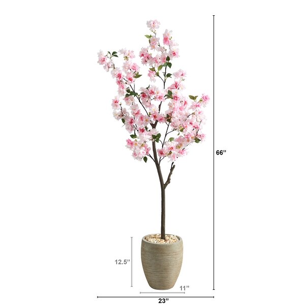 5.5' Cherry Blossom Artificial Tree in Sand Colored Planter