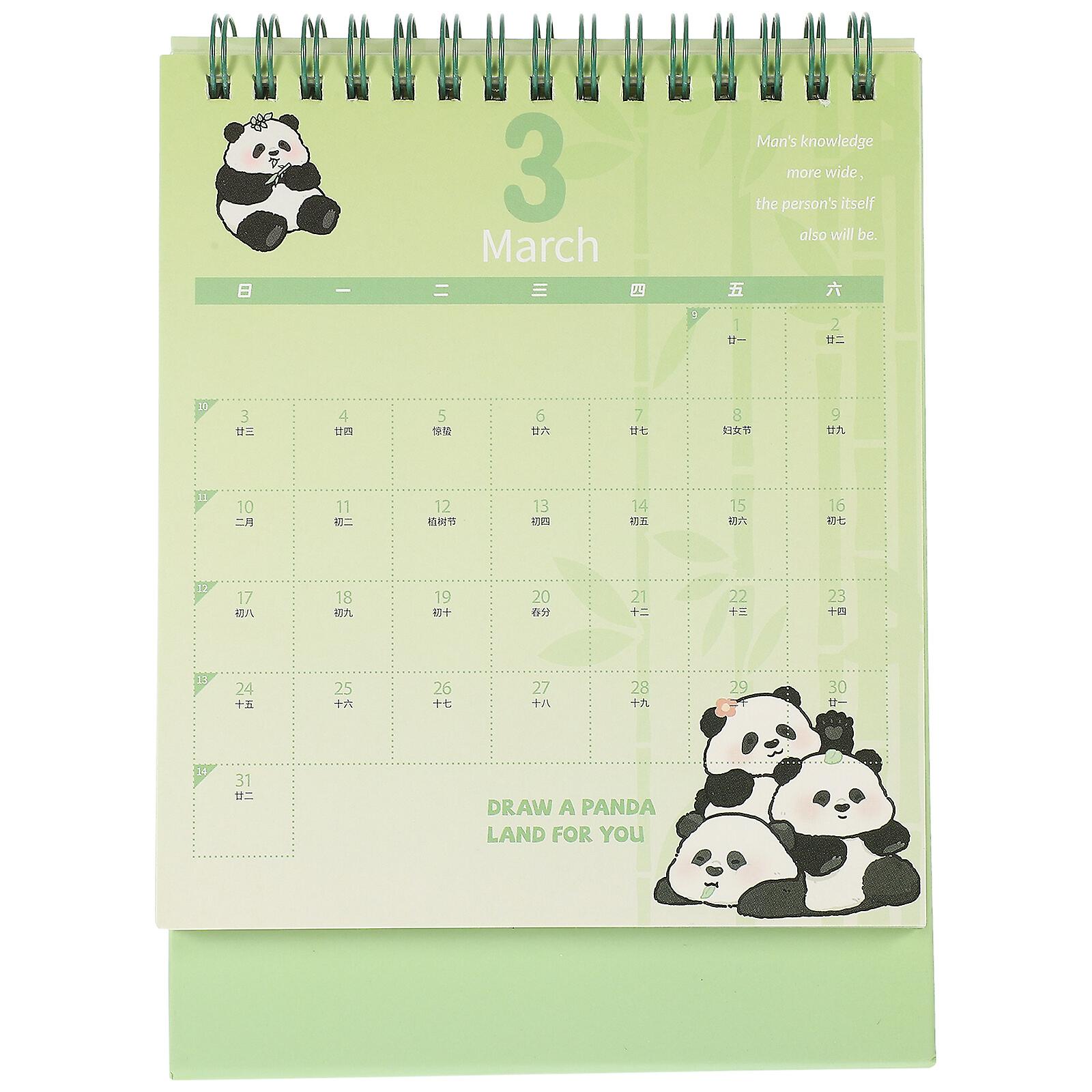 Noting Desktop Calendar Panda Pattern Standing Calendar Household Standing Calendar